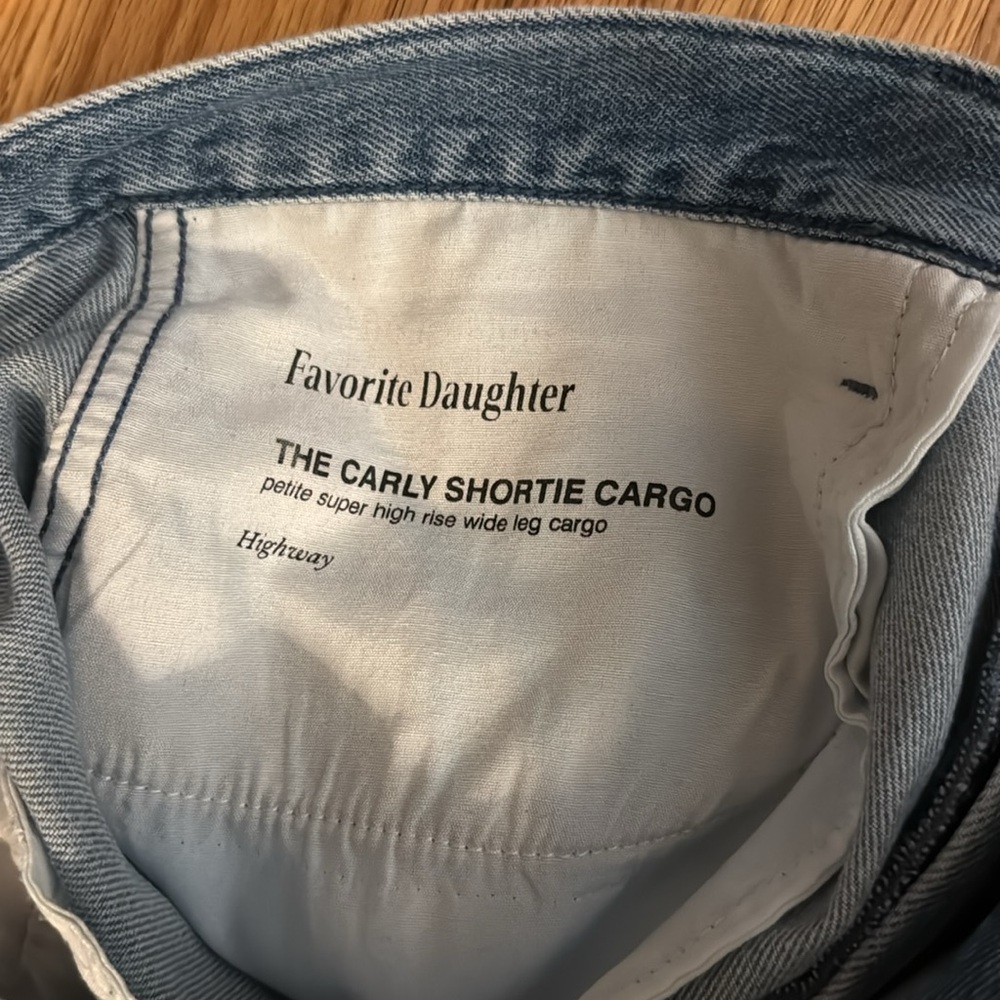 Favorite Daughter The Carly Shortie Cargo Jeans Wide Leg High Rise Denim Blue - Picture 10 of 10